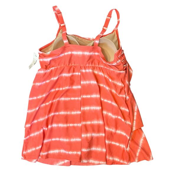 NWT Catherine's Tie Dye Tiered Swim Dress Coral Striped Plus Size 18W - Picture 6 of 12